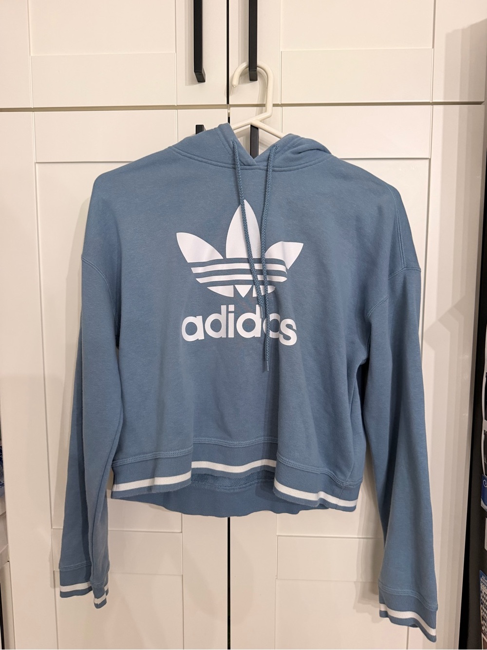 Adidas Blue Trefoil cropped Hoodie